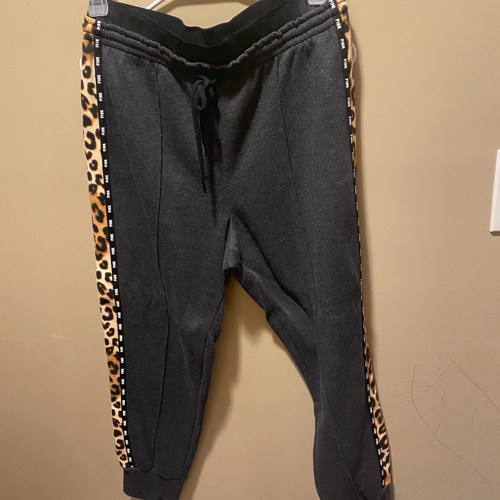 PINK leopard joggers